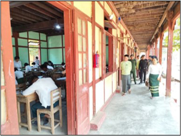 အခြေခံပညာအထက်တန်းကျောင်းများ၌ တက္ကသိုလ်ဝင်စာမေးပွဲဖြေဆိုနေမှုူအခြေအနေများအား ကွင်းဆင်းစစ်ဆေး