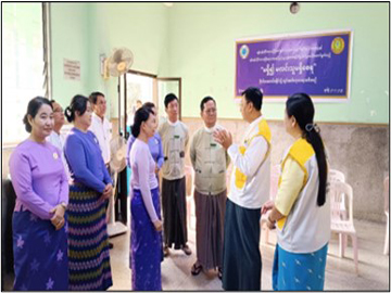 ရန်ကုန်တိုင်းဒေသကြီး၊ ဗိုလ်တထောင်ခရိုင်၊ ဗိုလ်တထောင်မြို့နယ်၊ အမှတ်(၄)ရပ်ကွက်၊ ကုန်သည်လမ်း၊ ရန်ကုန်အရှေ့ပိုင်းပြည်သူ့ဆေးရုံကြီး(ဂန္ဒီ)၌ “မရှိ၍ မလင်းသူမရှိစေရ” ကွင်းဆင်းကုသရေးအစီအစဉ်ဖြင့် ကျန်းမာရေးစောင့်ရှောက် ကုသပေးနေမှုအခြေအနေအား ကြည့်ရှုအားပေး