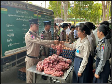 ပြည်ထဲရေးဝန်ကြီးဌာန၊ ဘက်စုံစိုက်ပျိုးမွေးမြူရေးစခန်းမှ ထွက်ရှိသော ဝက်သား၊ ငါး၊ ကြက်ဥ၊ နွားနို့နှင့် ရာသီသီးနှံဟင်းသီးဟင်းရွက်များအား နေပြည်တော်ရှိ ရုံး/ဌာနများသို့ သက်သာသော ဈေးနှုန်းဖြင့် ရောင်းချပေး