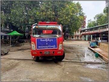 ရန်ကုန်တိုင်းဒေသကြီးအတွင်း သောက်သုံးရေလိုအပ်လျက်ရှိသော သင်္ဃန်းကျွန်းမြို့နယ်ရှိ ဓမ္မဝိဟာရပထမကျော်စာသင်တိုက်သို့ သောက်သုံးရေသွားရောက်လှူဒါန်းမှု 