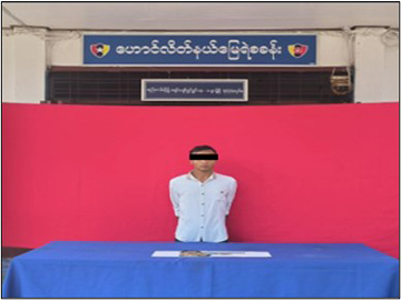 ရှမ်းပြည်နယ်(အရှေ့ပိုင်း)၊ တာချီလိတ်မြို့နယ်၌ ဓားဦးချွန်ကိုင်ဆောင်သူ အမျိုးသား တစ်ဦးအား ဖမ်းဆီးအရေးယူ