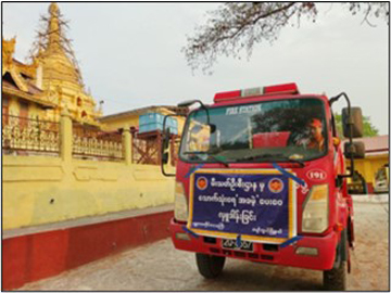 မန္တလေးတိုင်းဒေသကြီး၊ ပျော်ဘွယ်မြို့အတွင်း သောက်သုံးရေလိုအပ်လျက်ရှိသော ပြည်သူ့ဆေးရုံနှင့် ရွှေပြည်သာဘုရားသို့ သောက်သုံးရေ သွားရောက်လှူဒါန်းမှု