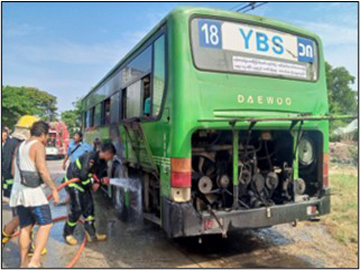 ရန်ကုန်တိုင်းဒေသကြီး၊ မရမ်းကုန်းမြို့နယ်၊ အမှတ်(၈)ရပ်ကွက်၊ သံသုမာလမ်းတွင် YBS ယာဉ် တစ်စီး မီးလောင်မှု 