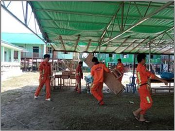ငလျင်လှုပ်ခတ်မှုကြောင့် ထိခိုက်ပျက်စီးဆုံးရှုံးမှုဖြစ်ပွားခဲ့သောဒေသများတွင် မီးသတ်ဦးစီးဌာနမှ  ရှင်းလင်းရေးလုပ်ငန်းများ ဆောင်ရွက်မှု