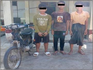 ကရင်ပြည်နယ်၊ မြဝတီမြို့နယ်၌ ဆိုင်ကယ်ခိုးလာသူ အမျိုးသား သုံးဦးအား ဖမ်းဆီးအရေးယူ