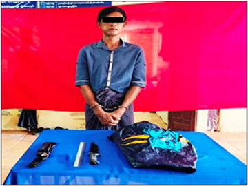 ကရင်ပြည်နယ်၊ ဘားအံမြို့နယ်၌ နေအိမ်အတွင်း ပစ္စည်းခိုးရန်ဝင်ရောက်ကာ မိသားစုဝင် သုံးဦးအား ဓားဖြင့် ထိုးခဲ့သဖြင့် နှစ်ဦး သေဆုံးပြီး တစ်ဦး ထိခိုက်ဒဏ်ရာရရှိမှု ဖြစ်စဉ်မှ တရားခံအား ဖော်ထုတ်ဖမ်းဆီး