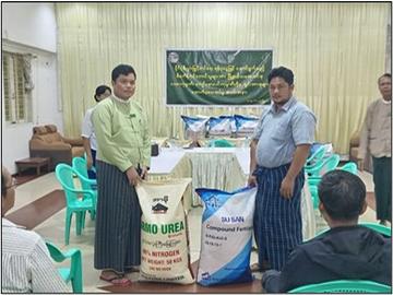 ရန်ကုန်တိုင်းဒေသကြီး၊ သန်လျင်ခရိုင်၊ ကျောက်တန်းမြို့နယ်ရှိ တောင်သူများသို့ သွင်းအားစုများ ထောက်ပံ့ပေးအပ်ပွဲ အခမ်းအနား ကျင်းပ 